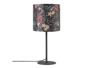 4061981216503 - Paco Home - Tischlampe Schreibtischlampe Wandlampe Stoff Nachttisch E14 Blumen Jungle Deko Tischleuchte - Schwarz Design 5 (Ø18 cm)