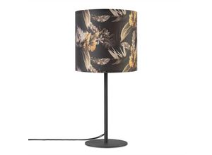 4061981216510 - Paco Home - Tischlampe Schreibtischlampe Wandlampe Stoff Nachttisch E14 Blumen Jungle Deko Tischleuchte - Schwarz Design 6 (Ø18 cm)