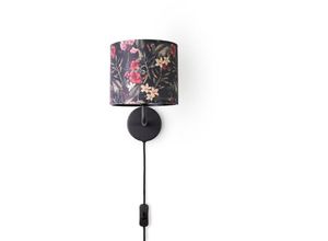 4061981216732 - Paco Home - Tischlampe Schreibtischlampe Wandlampe Stoff Nachttisch E14 Blumen Jungle Deko Wandleuchte - Schwarz Design 5 (Ø18 cm)