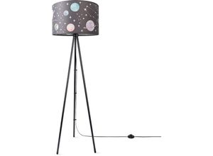 4061981216916 - Stehlampe Kinderlampe Kinderzimmer Stehleuchte Lampenschirm Sterne Mond Stehleuchte Dreinbein - Schwarz Design 11 (Ø455 cm) - Paco Home