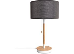 4061981217098 - Stehleuchte Wohnzimmer Stoffschirm Tischlampe Textil Schirm E27 Nachtlicht Schwarz (Ø28cm) Tischleuchte - Weiß - Paco Home