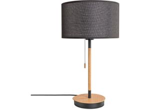 4061981217104 - Stehleuchte Wohnzimmer Stoffschirm Tischlampe Textil Schirm E27 Nachtlicht Schwarz (Ø28cm) Tischleuchte - Schwarz - Paco Home