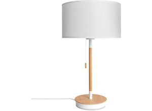 4061981217111 - Stehleuchte Wohnzimmer Stoffschirm Tischlampe Textil Schirm E27 Nachtlicht Weiß (Ø28cm) Tischleuchte - Weiß - Paco Home