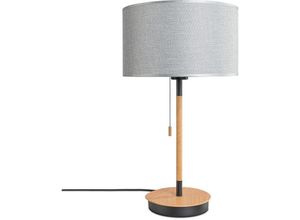 4061981217142 - Stehleuchte Wohnzimmer Stoffschirm Tischlampe Textil Schirm E27 Nachtlicht Grau (Ø28cm) Tischleuchte - Schwarz - Paco Home