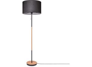 4061981217166 - Stehleuchte Wohnzimmer Stoffschirm Tischlampe Textil Schirm E27 Nachtlicht Schwarz (Ø455 cm) Stehleuchte-Schwarz - Typ 3 - Paco Home