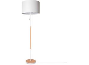 4061981217173 - Stehleuchte Wohnzimmer Stoffschirm Tischlampe Textil Schirm E27 Nachtlicht Weiß (Ø455 cm) Stehleuchte-Weiß - Typ 3 - Paco Home