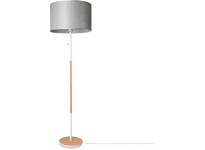 4061981217197 - Stehleuchte Wohnzimmer Stoffschirm Tischlampe Textil Schirm E27 Nachtlicht Grau (Ø455 cm) Stehleuchte-Weiß - Typ 3 - Paco Home