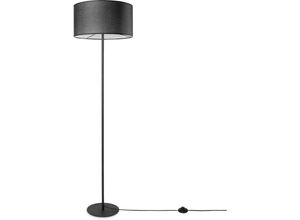 4061981217401 - Stehleuchte Wohnzimmer Stoffschirm Tischlampe Textil Schirm E27 Nachtlicht Schwarz(Ø38cm) Stehleuchte-Schwarz - Typ 2 - Paco Home