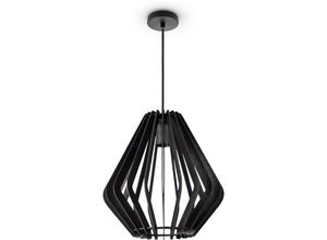 4061981217487 - Pendellampe Holz Pendelleuchte Boho Style Wohnzimmer Esstischlampe Vintage E27 Pendelleuchte - Typ 1 Schwarz (Ø29 cm) - Paco Home