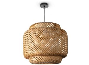 4061981217500 - Deckenlampe Bambus Hängeleuchte Boho Wohnzimmer Korblampe Hängend Vintage E27 Natur (Ø40cm) Pendelleuchte - Typ 1 - Paco Home