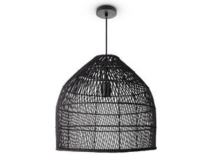 4061981217517 - Pendelleuchte Wohnzimmer Boho Korbleuchten Pendellampe Rattan Hängeleuchte Schwarz (Ø44 cm) Pendelleuchte - Typ 1 - Paco Home