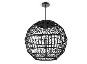 4061981217531 - Pendelleuchte Wohnzimmer Boho Korbleuchten Pendellampe Rattan Hängeleuchte Schwarz (Ø40cm) Pendelleuchte - Typ 6 - Paco Home