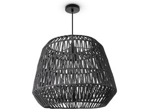 4061981217647 - Pendelleuchte Wohnzimmer Boho Korbleuchten Pendellampe Rattan Hängeleuchte Schwarz (Ø40cm) Pendelleuchte - Typ 9 - Paco Home