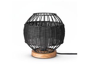 4061981217722 - Paco Home - Rattan Pendelleuchte Wohnzimmer Tischleuchte Boho Käfig Lampe Nachttisch Metall Schwarz (Ø20 cm) Tischleute - Typ 5