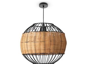 4061981217753 - Rattan Pendelleuchte Wohnzimmer Tischleuchte Boho Käfig Lampe Nachttisch Metall Natur (Ø30cm) Pendelleuchte - Typ 3 - Paco Home