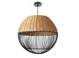 4061981217852 - Paco Home - Rattan Pendelleuchte Wohnzimmer Tischleuchte Boho Käfig Lampe Nachttisch Metall Natur (Ø30cm) Pendelleuchte - Typ 1