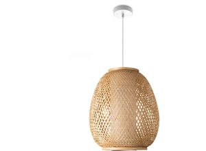 4061981217906 - Deckenlampe Bambus Hängeleuchte Boho Wohnzimmer Korblampe Hängend Vintage E27 Natur (Ø32cm) Pendelleuchte - Typ 4 - Paco Home