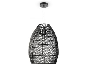 4061981217982 - Pendelleuchte Wohnzimmer Boho Korbleuchten Pendellampe Rattan Hängeleuchte Schwarz (Ø30cm) Pendelleuchte - Typ 2 - Paco Home