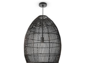 4061981218002 - Pendelleuchte Wohnzimmer Boho Korbleuchten Pendellampe Rattan Hängeleuchte Schwarz (Ø52 cm) Pendelleuchte - Typ 2 - Paco Home