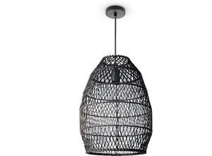 4061981218026 - Pendelleuchte Wohnzimmer Boho Korbleuchten Pendellampe Rattan Hängeleuchte Schwarz (Ø30cm) Pendelleuchte - Typ 3 - Paco Home