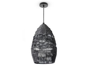 4061981218064 - Pendelleuchte Wohnzimmer Boho Korbleuchten Pendellampe Rattan Hängeleuchte Schwarz (Ø30cm) Pendelleuchte - Typ 4 - Paco Home