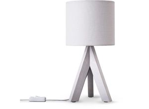 4061981218149 - Tischleuchte Dreibein Nachttischlampe Stehlampe E27 Stoff Lampenschirm Uni Tischleuchte - Weiß Weiß (Ø17 cm) - Paco Home