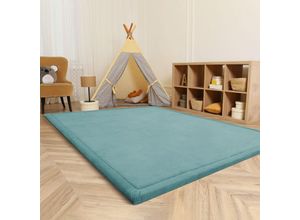 4061981218538 - Teppich Tatami 475 Teppiche Gr B L 200 cm x 280 cm 24 mm 1 St blau Esszimmerteppiche Kurzflor Uni-Farben mit Memory Foam waschbar