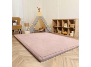 4061981218699 - Teppich Tatami 475 Teppiche Gr B L 200 cm x 280 cm 24 mm 1 St pink Esszimmerteppiche Kurzflor Uni-Farben mit Memory Foam waschbar