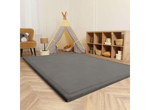 4061981218811 - Kinderteppich Kinderzimmer Teppich Baby Spielteppich Flauschig Rutschfest Deko Grau 100x200 cm - Paco Home