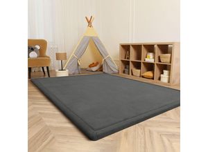 4061981218897 - Kinderteppich Kinderzimmer Teppich Baby Spielteppich Flauschig Rutschfest Deko Anthrazit 100x200 cm - Paco Home