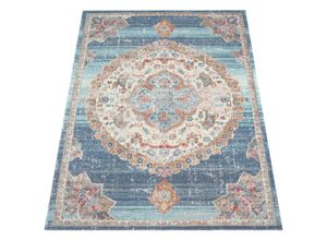 4061981219559 - Teppich Torres 279 Teppiche Gr B L 160 cm x 230 cm 8 mm 1 St blau Orientalische Muster Kurzflor moderne Orient Optik Used-Look In- und Outdoor geeignet