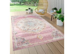 4061981219702 - Paco Home - Outdoor Teppich Wetterfest Balkon Küche Orient Muster Modern Bordüre Pink Blau 80x150 cm