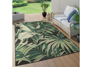 4061981220449 - Paco Home - Outdoor Teppich Wetterfest Balkon Palmen Dschungel Florales Boho Muster Grün 140x200 cm Schwarz 5