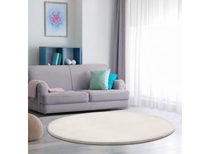 4061981220685 - Paco Home Kinderteppich Kinderzimmer Teppich Baby Spielteppich Flauschig Rutschfest Deko 160 cm Rund Creme