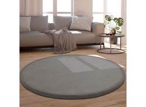 4061981220753 - Teppich Tatami 475 Teppiche Gr Ø 200 cm 24 mm 1 St grau Esszimmerteppiche Kurzflor Uni Farben mit Memory Foam waschbar