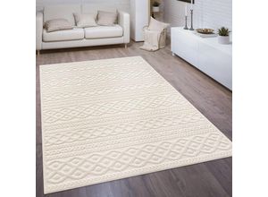 4061981221095 - Paco Home - Outdoor Teppich Wetterfest Balkon Wohnzimmer Skandinavisches Boho Einfarbig 120x170 cm Creme 4