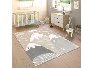 4061981222245 - Kinderteppich Teppich Kinderzimmer Junge Mädchen Berge Sterne Wolken Beige 133 cm Quadrat - Paco Home