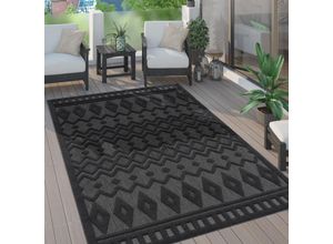 4061981223730 - Paco Home - Outdoor Teppich Wetterfest Wohnzimmer Küchenteppich Skandi Ethno Muster Uni 3D 60x100 cm Anthrazit 3