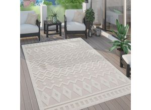 4061981223808 - Paco Home - Outdoor Teppich Wetterfest Wohnzimmer Küchenteppich Skandi Ethno Muster Uni 3D 60x100 cm Creme 3