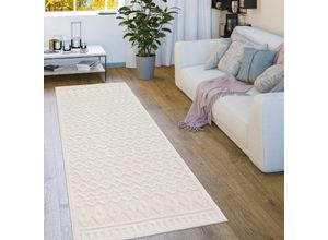 4061981223822 - Paco Home - Outdoor Teppich Wetterfest Wohnzimmer Küchenteppich Skandi Ethno Muster Uni 3D 80x250 cm Creme 3