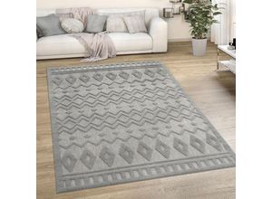 4061981223884 - Paco Home - Outdoor Teppich Wetterfest Wohnzimmer Küchenteppich Skandi Ethno Muster Uni 3D 80x150 cm Grau 3