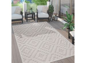 4061981224096 - Paco Home - Outdoor Teppich Wetterfest Wohnzimmer Küchenteppich Skandi Ethno Muster Uni 3D 80x150 cm Creme 2