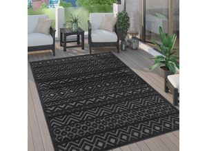 4061981224331 - Paco Home - Outdoor Teppich Wetterfest Wohnzimmer Küchenteppich Skandi Ethno Muster Uni 3D 140x200 cm Anthrazit