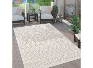 4061981224393 - Paco Home - Outdoor Teppich Wetterfest Wohnzimmer Küchenteppich Skandi Ethno Muster Uni 3D 120x160 cm Creme