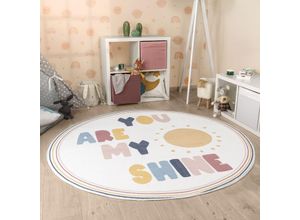 4061981226298 - Kinderteppich Teppich Kinderzimmer Rund Waschbar Bis 30 Grad Sonne Regenbogen 160 cm Rund Bunt - Paco Home