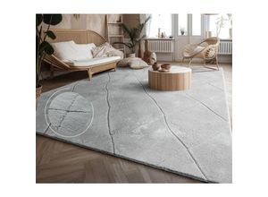 4061981228353 - Teppich Wohnzimmer Schlafzimmer Kurzflor Boho Skandi Raute 3D Grau Anthrazit 120x160 cm Grau 2 - Paco Home