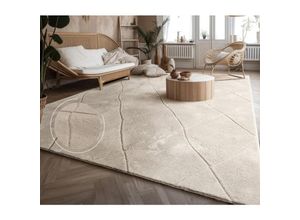 4061981228414 - Teppich Wohnzimmer Schlafzimmer Kurzflor Boho Skandi Raute 3D Grau Anthrazit 120x160 cm Creme 2 - Paco Home