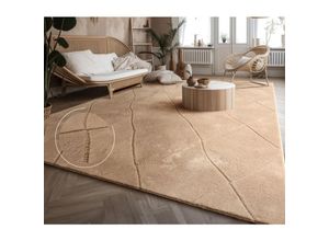 4061981228452 - Teppich Wohnzimmer Schlafzimmer Kurzflor Boho Skandi Raute 3D Grau Anthrazit 60x100 cm Beige 2 - Paco Home