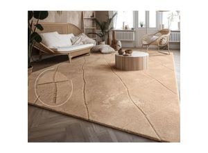 4061981228483 - Teppich Wohnzimmer Schlafzimmer Kurzflor Boho Skandi Raute 3D Grau Anthrazit 160x220 cm Beige 2 - Paco Home