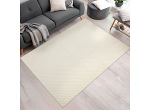 4061981228797 - Teppich Rotterdam 591 Teppiche Gr B L 200 cm x 280 cm 4 mm 1 St beige (creme) Esszimmerteppiche Kurzflor Uni Farben Rauten Muster 3D Effekt weich & kuschelig